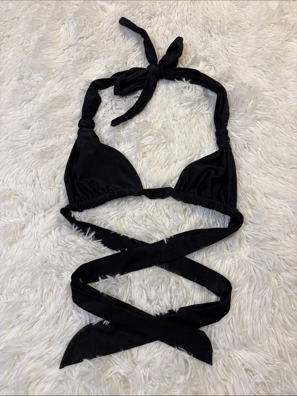Black Wrap Triangle Bikini Top